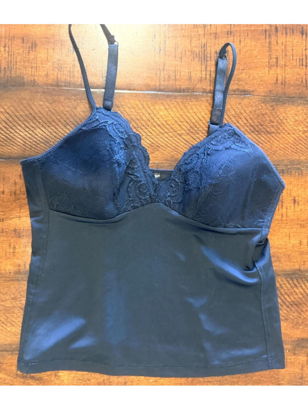 Bustier Black Camisole - Lace Padded Overlay - Size Medium